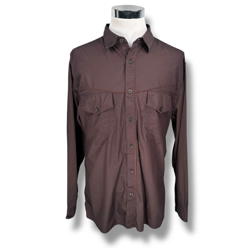 Marithé et François Girbaud Shirt Men’s 2XL XXL‎ Brown Long Sleeve Button Up